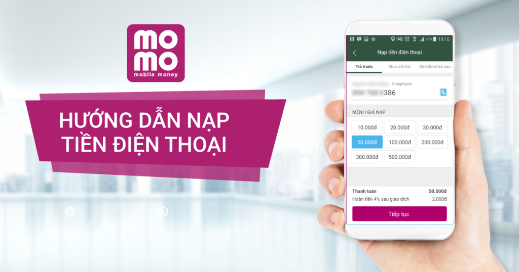 Nạp tiền 99ok bằng ví Momo