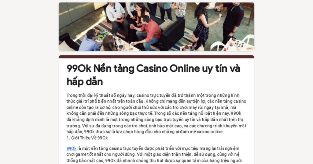 Những ưu điểm nổi bật khi tham gia Casino Online 99ok 